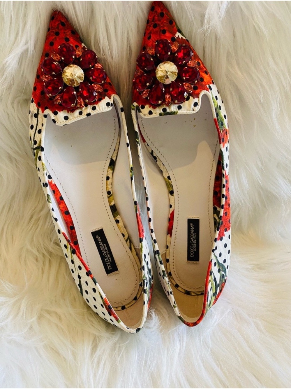 Authentic Dolce & Gabbana Taormina Crystal Embellished Flats Size 38/US 8 - Picture 4 of 15